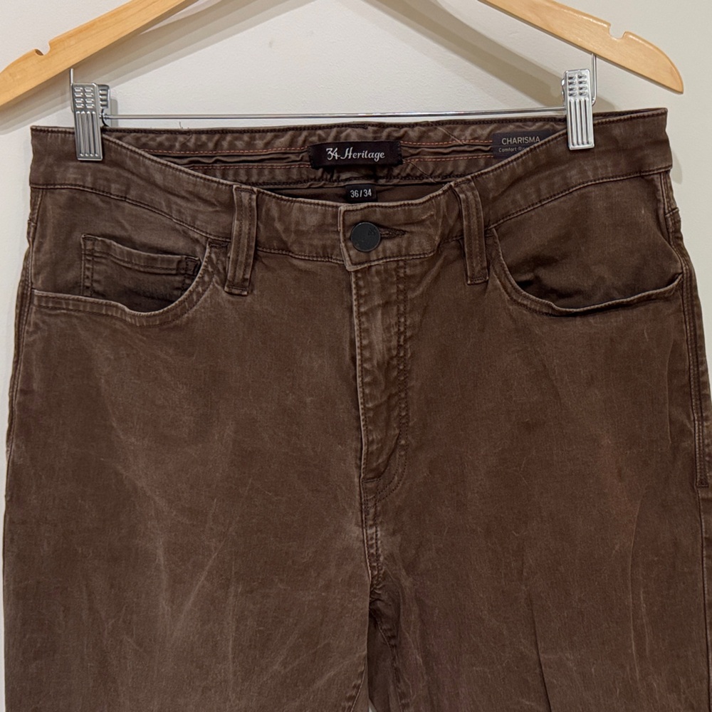 34 Heritage Men's Brown Relaxed-Fit Jeans